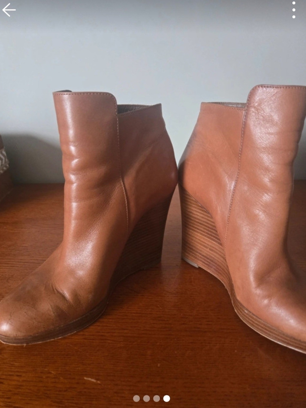 Michael Kors Cognac Leather Wedge Ankle Boots